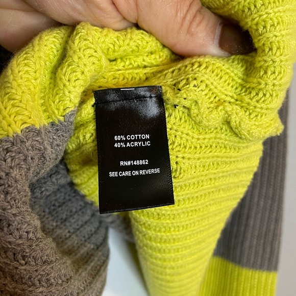 TORRID Grey & Neon Yellow Colorblock Sweater SZ/1 - Picture 5 of 7